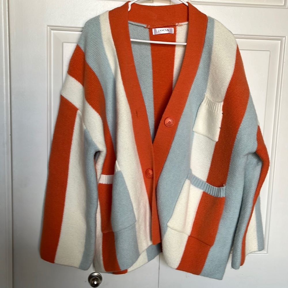 Chunky Striped Button Cárdigan